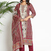 Dhiyona VA Women's Paisley Printed Regular Beads and Stones Pure Cotton Kurta with Trousers & With Dupatta