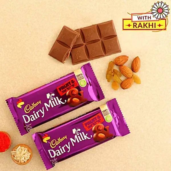 American Diamond Bling Rakhi And Fruit N Nut Chocolates