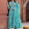 Dhiyona IE Floral Printed Tiered Mirror Work Pure Cotton Kurta With Trousers & Dupatta