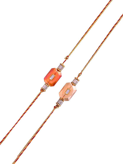 Anouk Set of 2 Red Kundan-Studded & Beaded Thread Rakhi