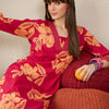 Dhiyona IE Floral Printed Pure Cotton V-Neck Tunic With Trousers Co-Ords