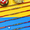 Dhiyona Set Of 6 Beaded Cotton Thread with AD Stones & Meenakari Designer Rakhi for Brother