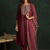 Dhiyona IE Floral Embroidered Straight Kurta with Trousers & Dupatta