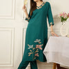 Dhiyona IE Floral Printed Thread Work Pure Cotton Kurta With Palazzos