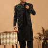 Men's Black Viscose Straight Jacket  Kurta and Pyjama Set