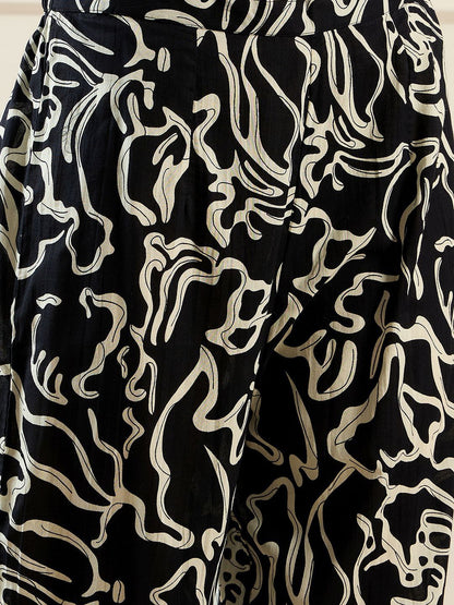 Indyancart IE Abstract Printed Pure Cotton Tunic With Trouser