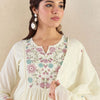 Dhiyona IE Women Floral Embroidered Empire Thread Work Pure Cotton Kurta with Trousers & With Dupatta