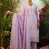 Indyancart IE Women Ethnic Motifs Embroidered Cotton Kurta with Trousers & Dupatta