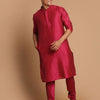 Men's Magenta Cotton Blend Straight Kurta Pyjama Set