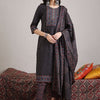 Dhiyona IE Ethnic Motifs Yoke Design Pure Cotton Straight Kurta & Trousers With Dupatta
