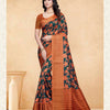 Dhiyona GR Women's Devsena Teal Tussar Silk Digital Print Saree
