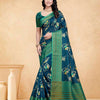 Dhiyona GR Women's Devsena Teal Blue Tussar Silk Digital Print Saree
