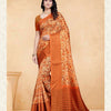 Dhiyona GR Women's Devsena Kesar Orange Tussar Silk Digital Print Saree