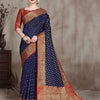 Dhiyona GR Women's Dhruvi Navy Cotton Silk Banarasi Booti Saree