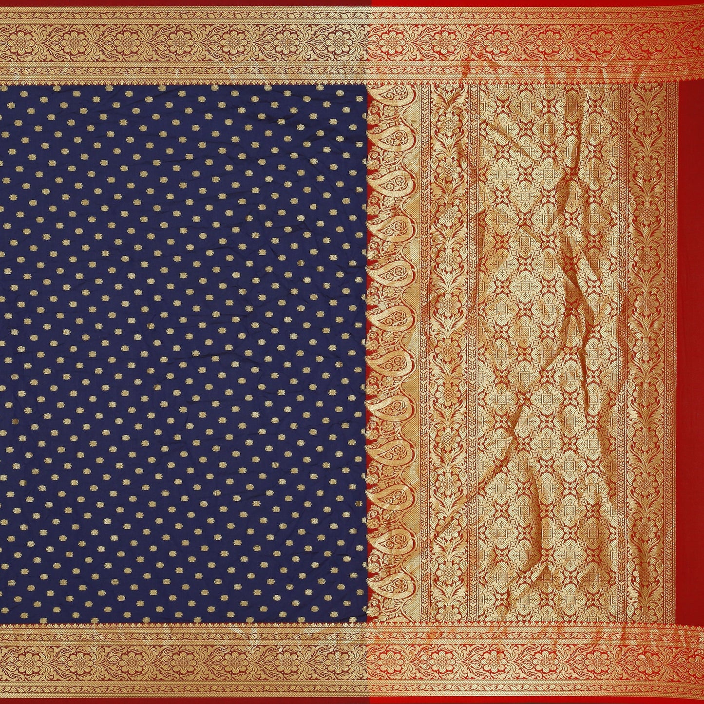 Dhiyona GR Women's Dhruvi Navy Cotton Silk Banarasi Booti Saree
