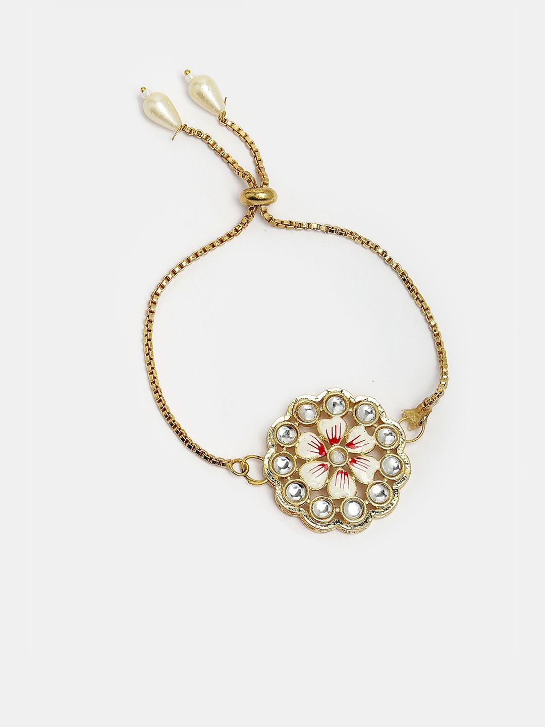 Anouk Unisex Set Of 2 Gold Kundan-Studded Bhaiya Bhabhi Rakhi Set With Roli Chawal