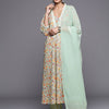 Indyancart VA Women's Floral Printed Mirror Work Kurta with Trousers & With Dupatta Kurta Sets