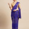 Women's Chiffon Blue Embellished Designer Saree With Blouse Piece