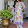 Indyancart IE Floral Printed A-Line Pure Cotton Kurta With Trouser