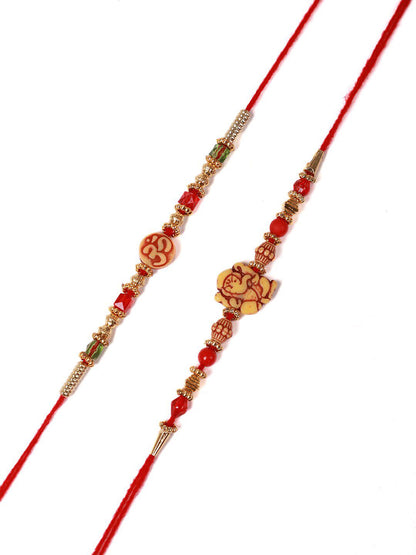 Anouk Unisex Set Of 2 Beaded Thread Rakhi With Greeting Card