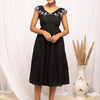 Women's Balck Colour Solid Cotton Skater Dress