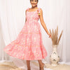 Women's Peach Cotton Floral Printed  Dress