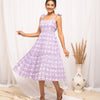 Women's Lavender Cotton Floral Printed  Dress