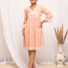 Dhiyona FL Women's Peach Schiffli Work Cotton Skater Dress