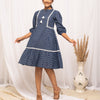 Women's Blue Cotton Floral Printed  Dress
