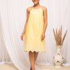 Dhiyona FL Women's Yellow Schiffli Work Cotton Skater Dress