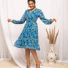 Women's Sky Blue Georgette Floral Printed  Dress