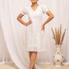 Dhiyona FL Women's White Schiffli Work Cotton Skater Dress