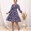 Women's Blue Georgette Floral Printed  Dress