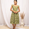 Women's Mehandi Green Georgette Floral Printed  Dress
