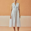 Dhiyona FL Women's White Solid Linen Maxi Dress