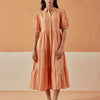 Dhiyona FL Women's Orange Solid Linen Maxi Dress