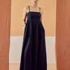 Dhiyona FL Women's Black Solid Linen Maxi Dress