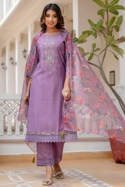 Dhiyona VV Rupa Women Kurta and Pant Sets Viscose Roman Silk Fabric