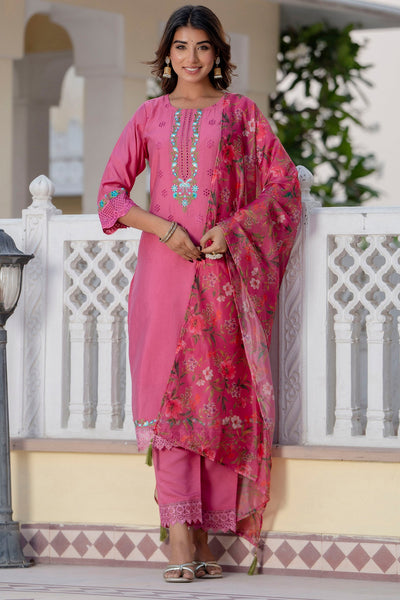 Indyancart VV Samira Women Kurta and Pant Sets Viscose Roman Silk Fabric
