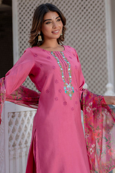 Indyancart VV Samira Women Kurta and Pant Sets Viscose Roman Silk Fabric