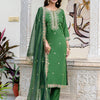 Dhiyona VV Women's Embroidered Silk Blend Calf Length Straight Kurta Trouser with Dupatta Set