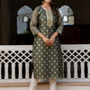 Dhiyona VV Women's Embroidered Silk Blend Straight Kurta