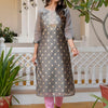Dhiyona VV Women's Embroidered Silk Blend Straight Kurta