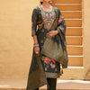 Dhiyona VV Green Silk Blend Embroidered Straight Kurta Set with Trousers & Dupatta