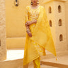 Dhiyona VV Yellow Silk Blend Embroidered Straight Kurta Set with Trousers & Dupatta