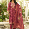 Dhiyona VV Maroon Silk Blend Embroidered Straight Kurta Set with Trousers & Dupatta