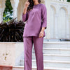 Dhiyona VV Women's Solid Hand Work Embroidered Silk Blend Co-Ords Sets