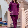 Dhiyona VV Women's Solid Hand Work Embroidered Silk Blend Co-Ords Sets