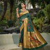 Dhiyona GR Women's Muniya Bottle Green Zari Paithani Silk Saree