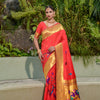 Dhiyona GR Women's Muniya Red Zari Paithani Silk Saree